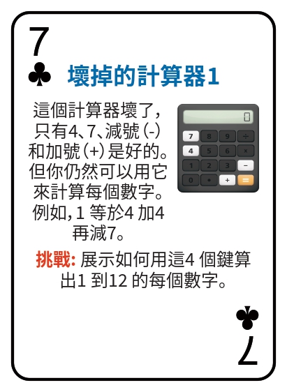 Kat pou jwe matematik